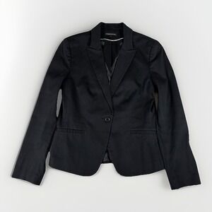 Express Design Studio Blazer Jacket Womens 10 Black Striped Cotton Stretch Lined